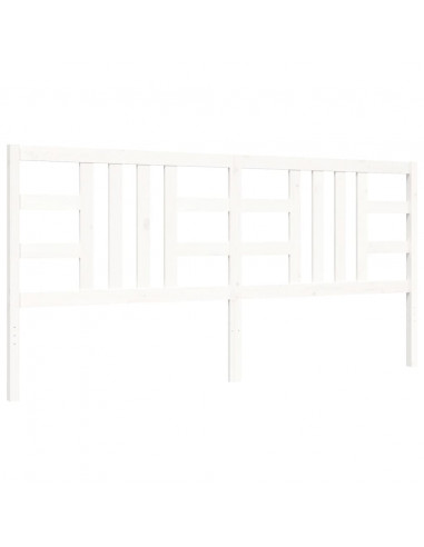 Giroletto con Testiera Bianco 200x200 cm in Legno Massello