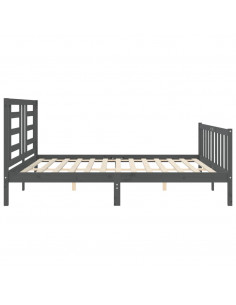 Giroletto con Testiera Grigio 200x200 cm in Legno Massello 2