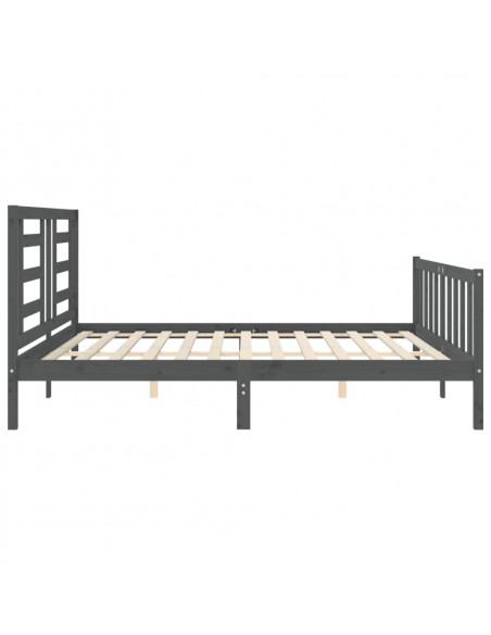 Giroletto con Testiera Grigio 200x200 cm in Legno Massello