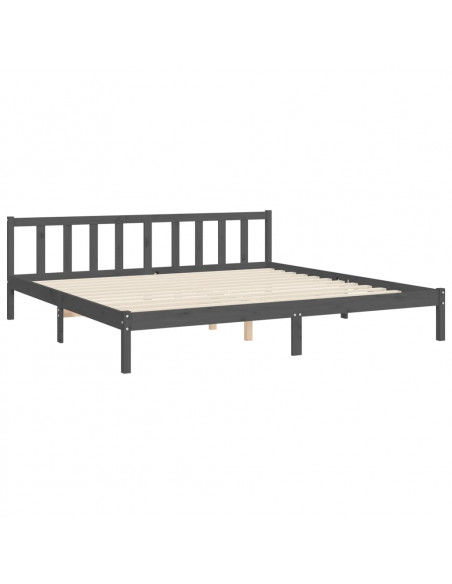 Giroletto con Testiera Grigio 200x200 cm in Legno Massello