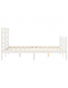 Giroletto con Testiera Bianco 120x200 cm in Legno Massello 2