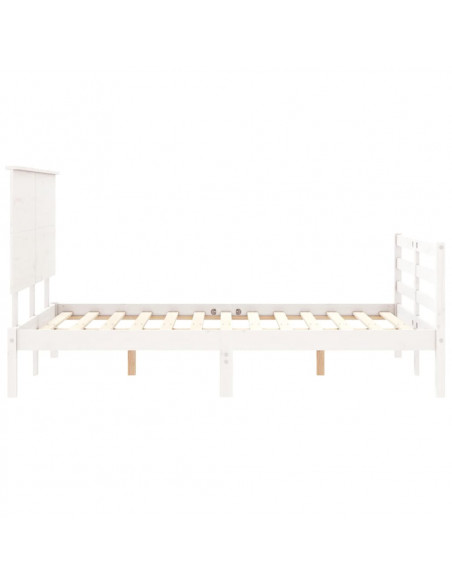 Giroletto con Testiera Bianco 120x200 cm in Legno Massello