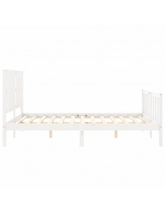 Giroletto con Testiera Bianco 160x200 cm Legno Massello 2