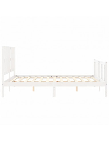 Giroletto con Testiera Bianco 160x200 cm Legno Massello