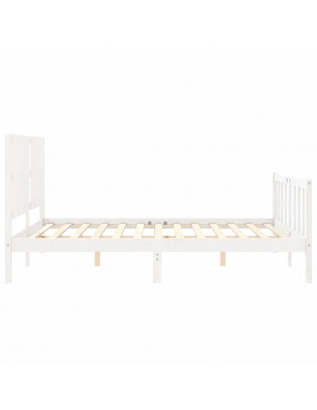 Giroletto con Testiera Bianco 160x200 cm Legno Massello