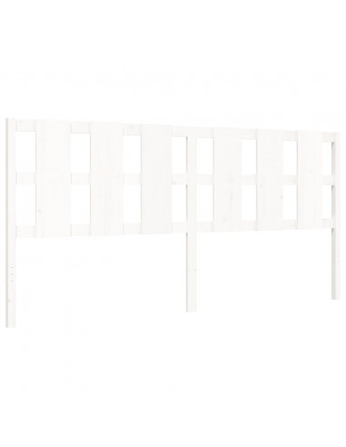 Giroletto con Testiera Bianco 200x200 cm in Legno Massello