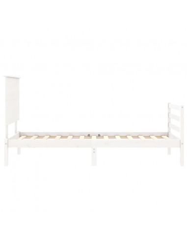 Giroletto con Testiera Bianco 90x200 cm in Legno Massello