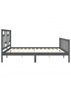 Giroletto con Testiera Grigio 200x200 cm in Legno Massello 2