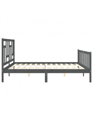 Giroletto con Testiera Grigio 200x200 cm in Legno Massello