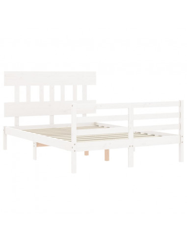 Giroletto con Testiera Bianco 140x190 cm in Legno Massello