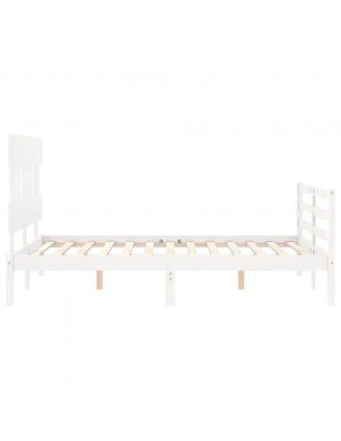 Giroletto con Testiera Bianco 120x200 cm in Legno Massello