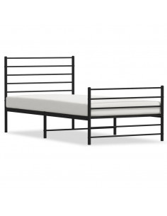 Giroletto con Testiera e Pediera Metallo Nero 107x203 cm 2