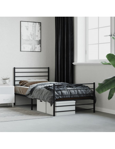 Giroletto con Testiera e Pediera Metallo Nero 107x203 cm