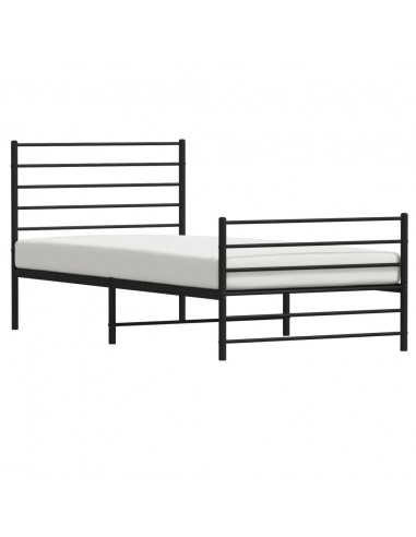 Giroletto con Testiera e Pediera Metallo Nero 107x203 cm