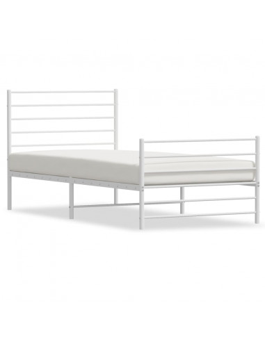 Giroletto con Testiera e Pediera Metallo Bianco 90x190 cm