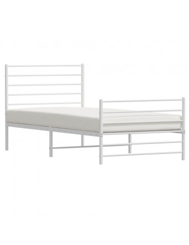 Giroletto con Testiera e Pediera Metallo Bianco 90x190 cm