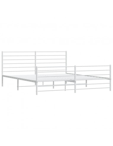 Giroletto con Testiera e Pediera Metallo Bianco 180x200 cm