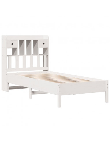 Letto Libreria senza Materasso Bianca 90x200 cm Legno di Pino
