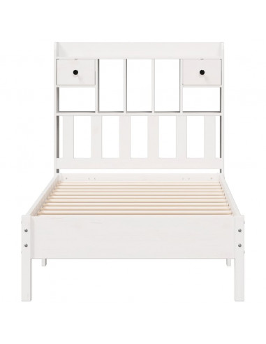 Letto Libreria senza Materasso Bianca 90x200 cm Legno di Pino