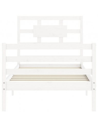 Giroletto con Testiera Bianco Single in Legno Massello