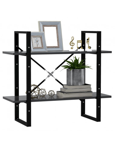Libreria a 2 Ripiani Grigia 80x30x70 cm in Legno Multistrato