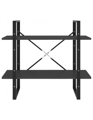 Libreria a 2 Ripiani Grigia 80x30x70 cm in Legno Multistrato