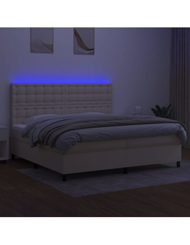 Letto a Molle Materasso e LED bianco 200x200cm in Tessuto