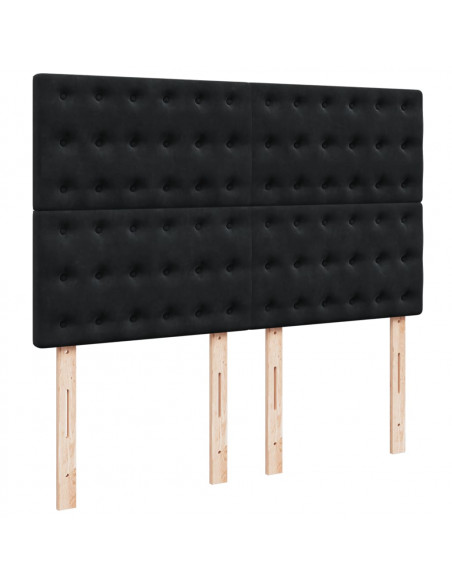Giroletto a Molle con Materasso Nero 140x200 cm in Velluto