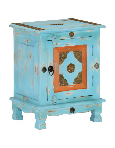 Comodino in Legno Massello di Mango Blu