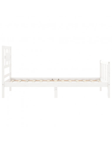 Giroletto con Testiera Bianco Single in Legno Massello