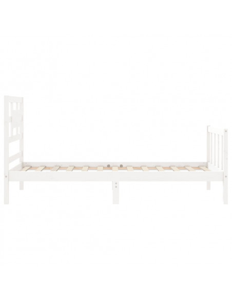 Giroletto con Testiera Bianco Single in Legno Massello