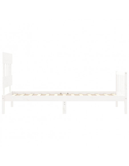 Giroletto con Testiera Bianco Single in Legno Massello