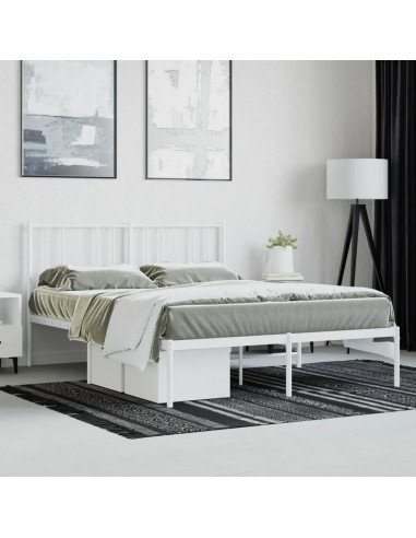 Giroletto con Testiera Metallo Bianco 140x200 cm