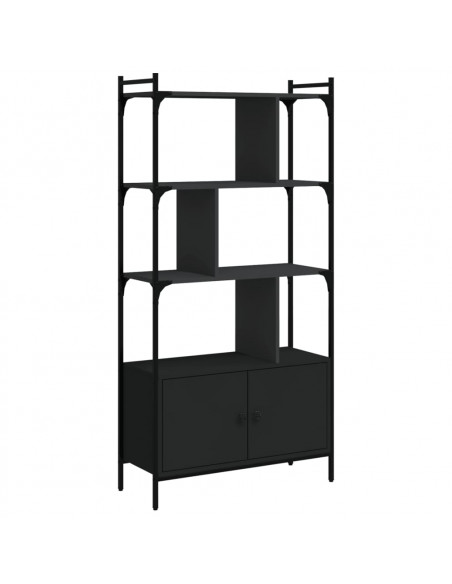 Libreria con Ante Nera 76,5x30x154,5 cm Legno Multistrato