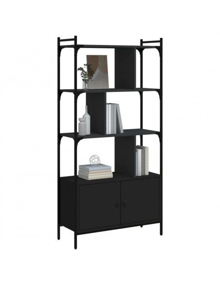 Libreria con Ante Nera 76,5x30x154,5 cm Legno Multistrato