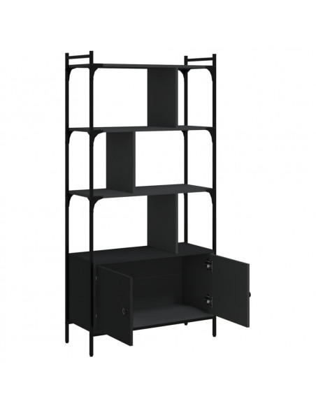 Libreria con Ante Nera 76,5x30x154,5 cm Legno Multistrato