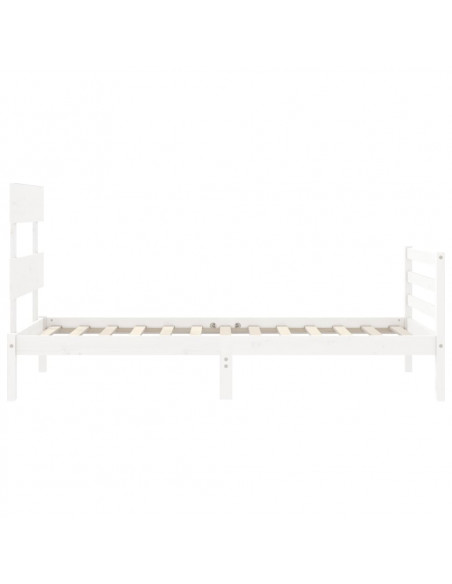 Giroletto con Testiera Bianco Single in Legno Massello