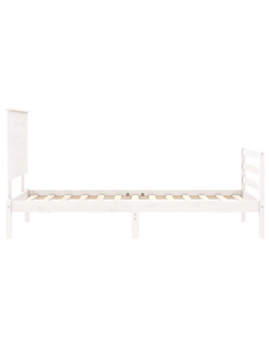 Giroletto con Testiera Bianco Single in Legno Massello