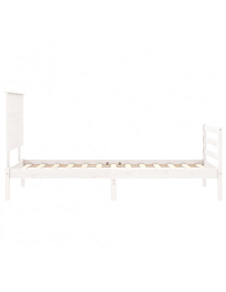 Giroletto con Testiera Bianco Single in Legno Massello