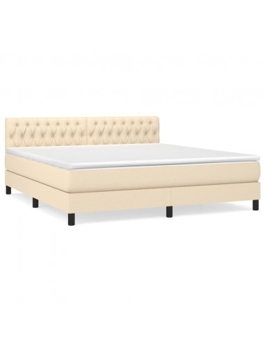 Giroletto a Molle con Materasso Crema 180x200 cm in Tessuto