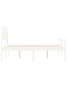 Letto per Anziani con Testiera Bianco King Legno Massello 2