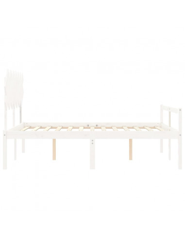 Letto per Anziani con Testiera Bianco King Legno Massello