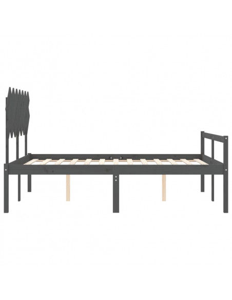 Letto per Anziani con Testiera Grigio King in Legno Massello