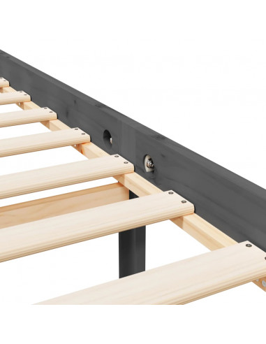 Letto per Anziani con Testiera Grigio King in Legno Massello