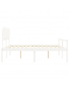 Letto per Anziani con Testiera Bianco Super King Legno Massello 2