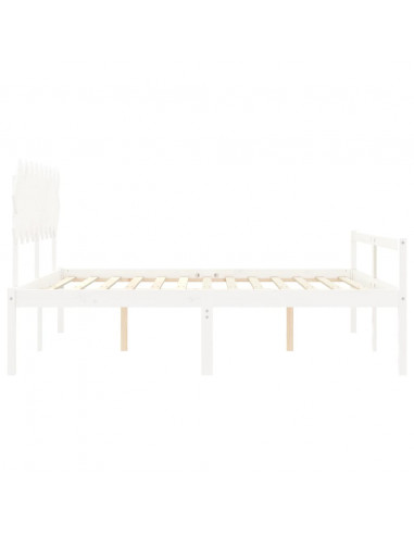 Letto per Anziani con Testiera Bianco Super King Legno Massello