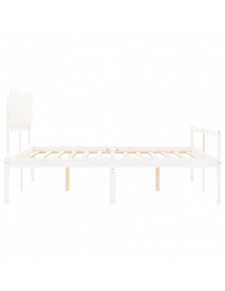 Letto per Anziani con Testiera Bianco Super King Legno Massello