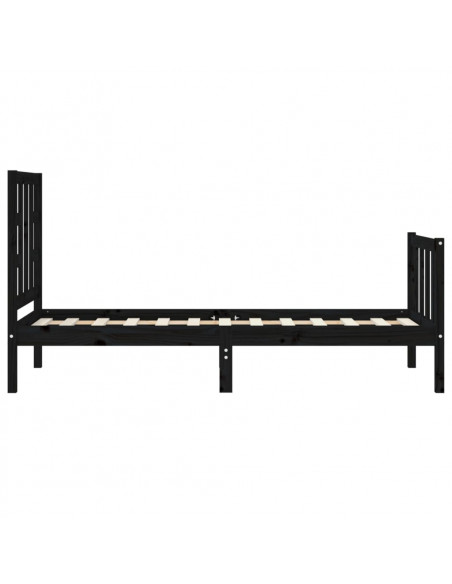 Giroletto con Testiera Nero Small Single in Legno Massello