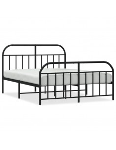 Giroletto con Testiera e Pediera Metallo Nero 140x190 cm 2