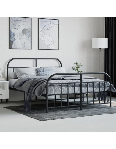 Giroletto con Testiera e Pediera Metallo Nero 140x190 cm